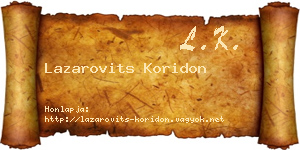 Lazarovits Koridon névjegykártya